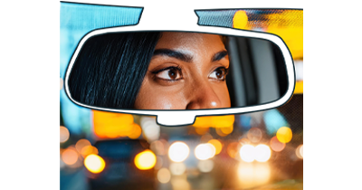 Learner driver, driving in the dark in a town