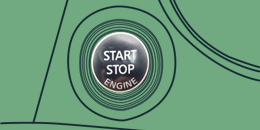 Illustration car dashboard with a start stop button.