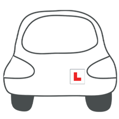 Illustration of a car with an L plate on the back.