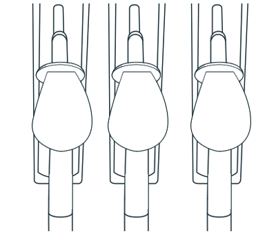 Illustration of petrol pumps at a petrol station