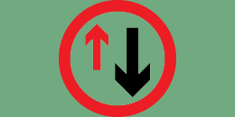 UK road sign for priority must be given to vehicles from the opposite direction