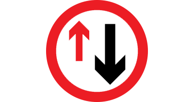 UK road sign for priority must be given to vehicles from the opposite direction